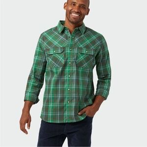Men's STIO Hayden Shirt Pearl Snap Button Down Green Plaid XXL Long Sleeve Gorp
